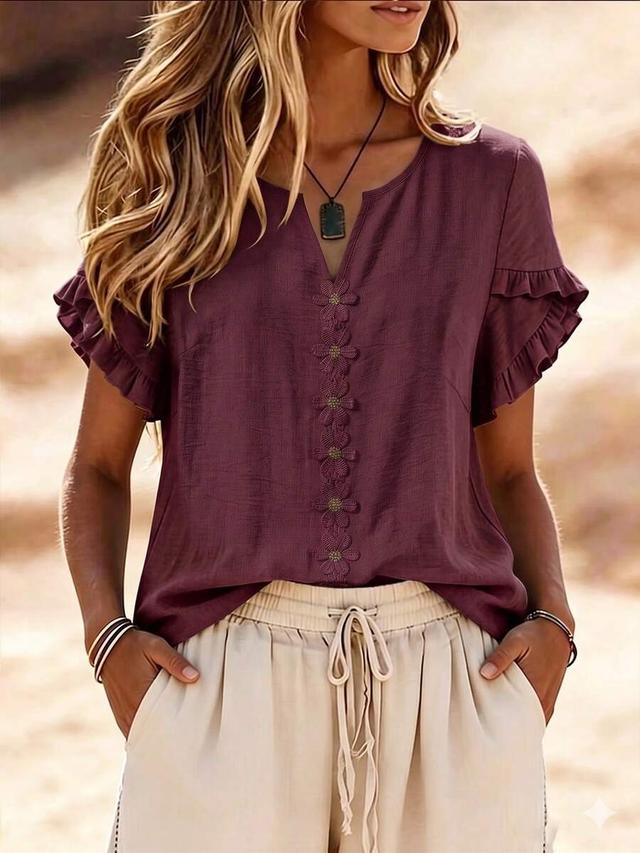 burgundy woven casual resort summer blouse
