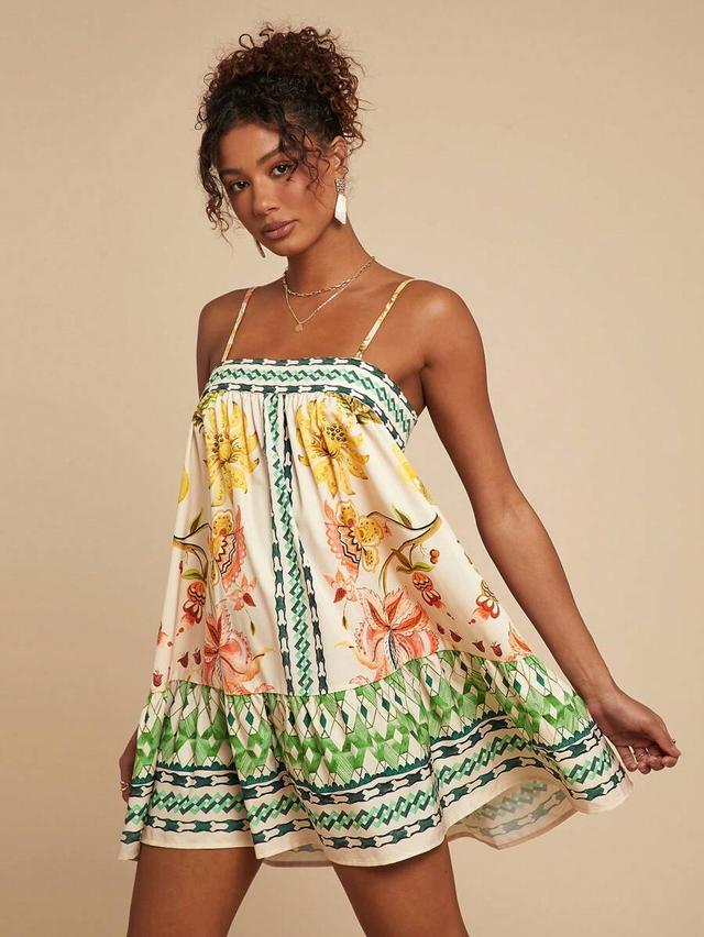 floral print slip dress with tie back