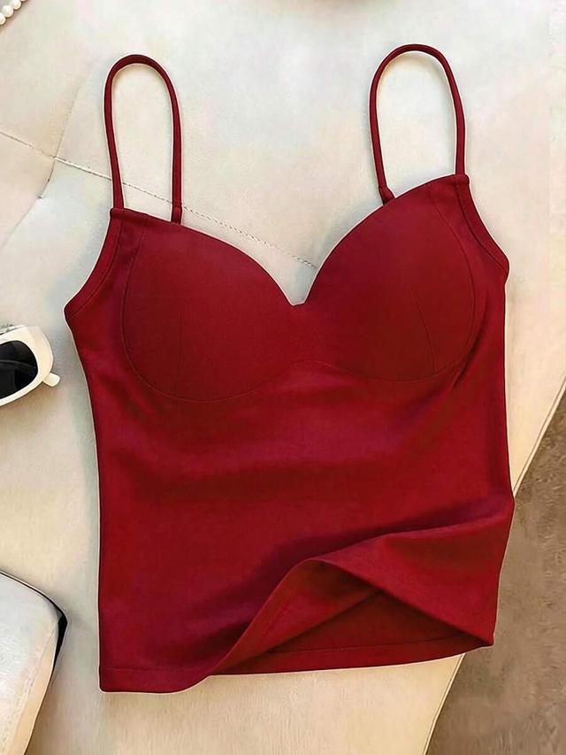 resyla solid red camisole tank top