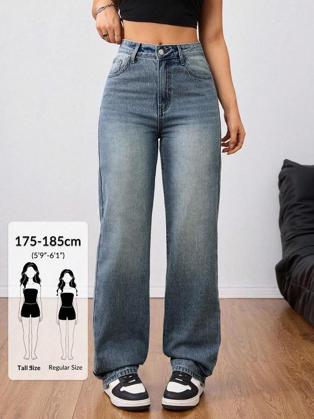 high waist faded blue wide leg denim jeans