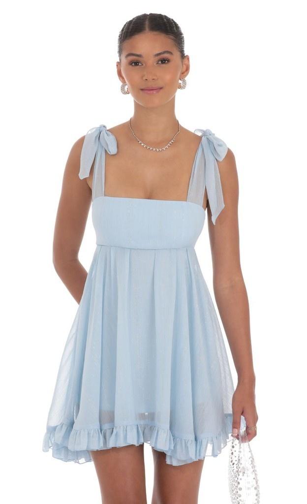 light blue chiffon tie-strap mini dress