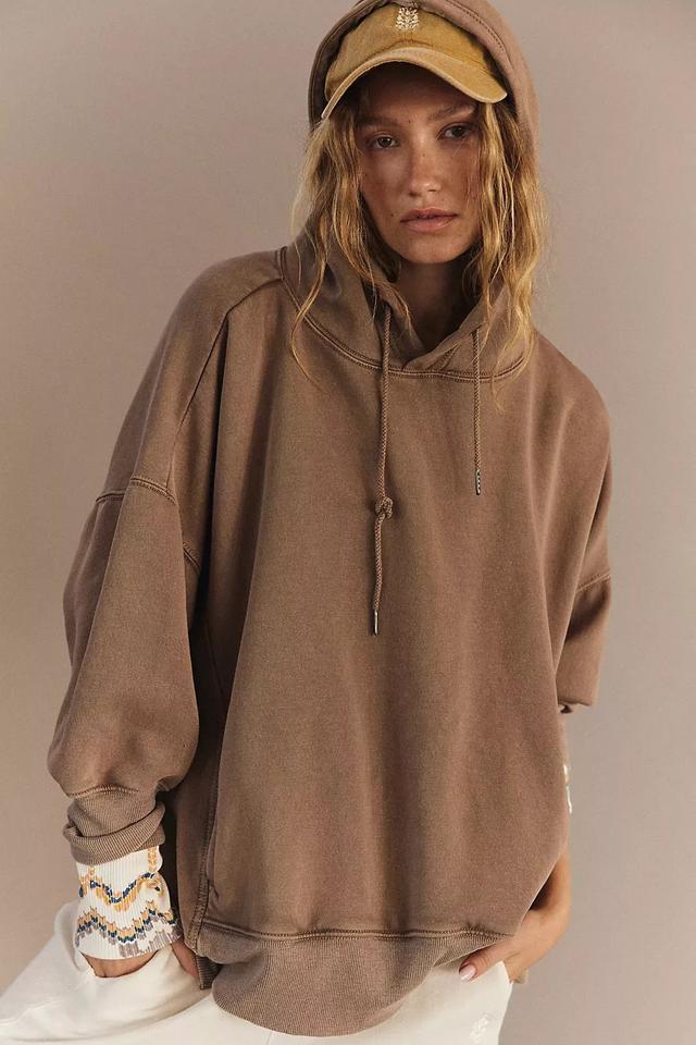 oversized brown cotton fleece hoodie