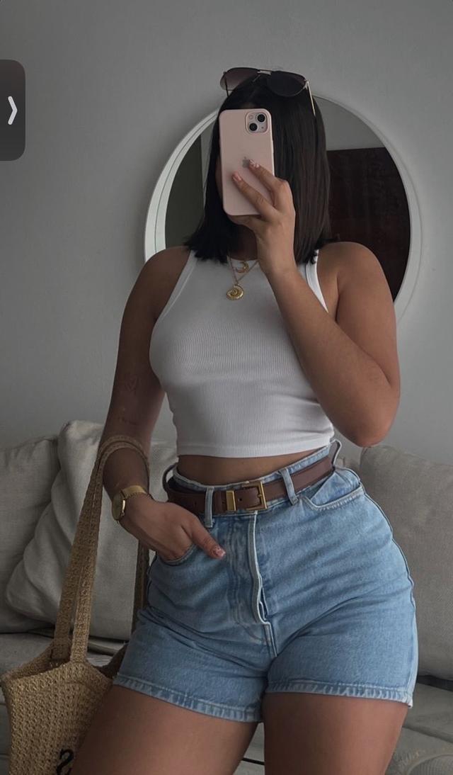 Light Wash Denim High Waist Shorts