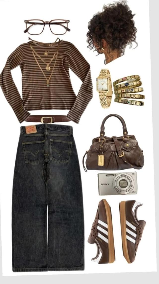 brown and black striped long sleeve cotton top