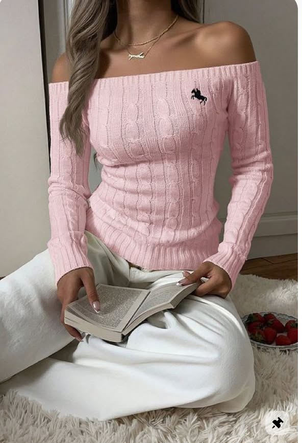 off shoulder knit sweater look 11