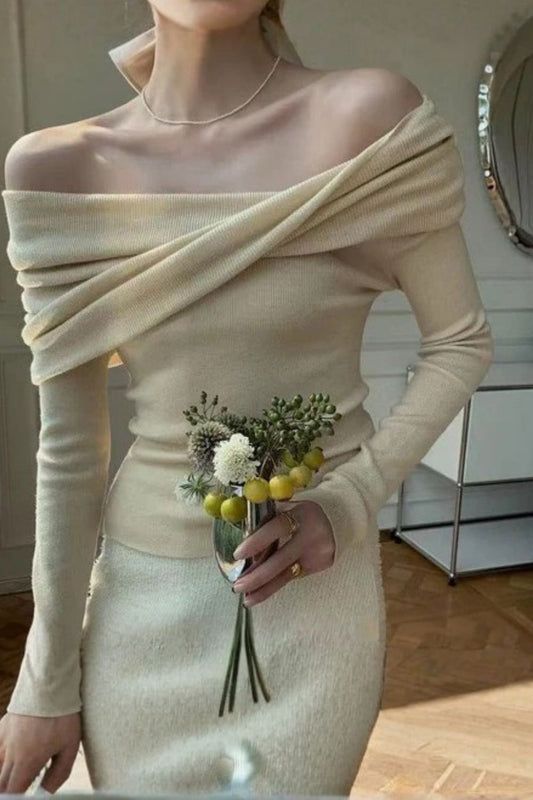 off shoulder knit sweater look 4