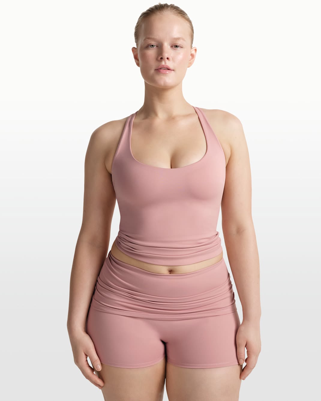 dusty rose ruched activewear set