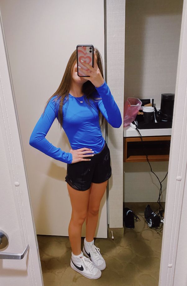 royal blue long sleeve athletic top