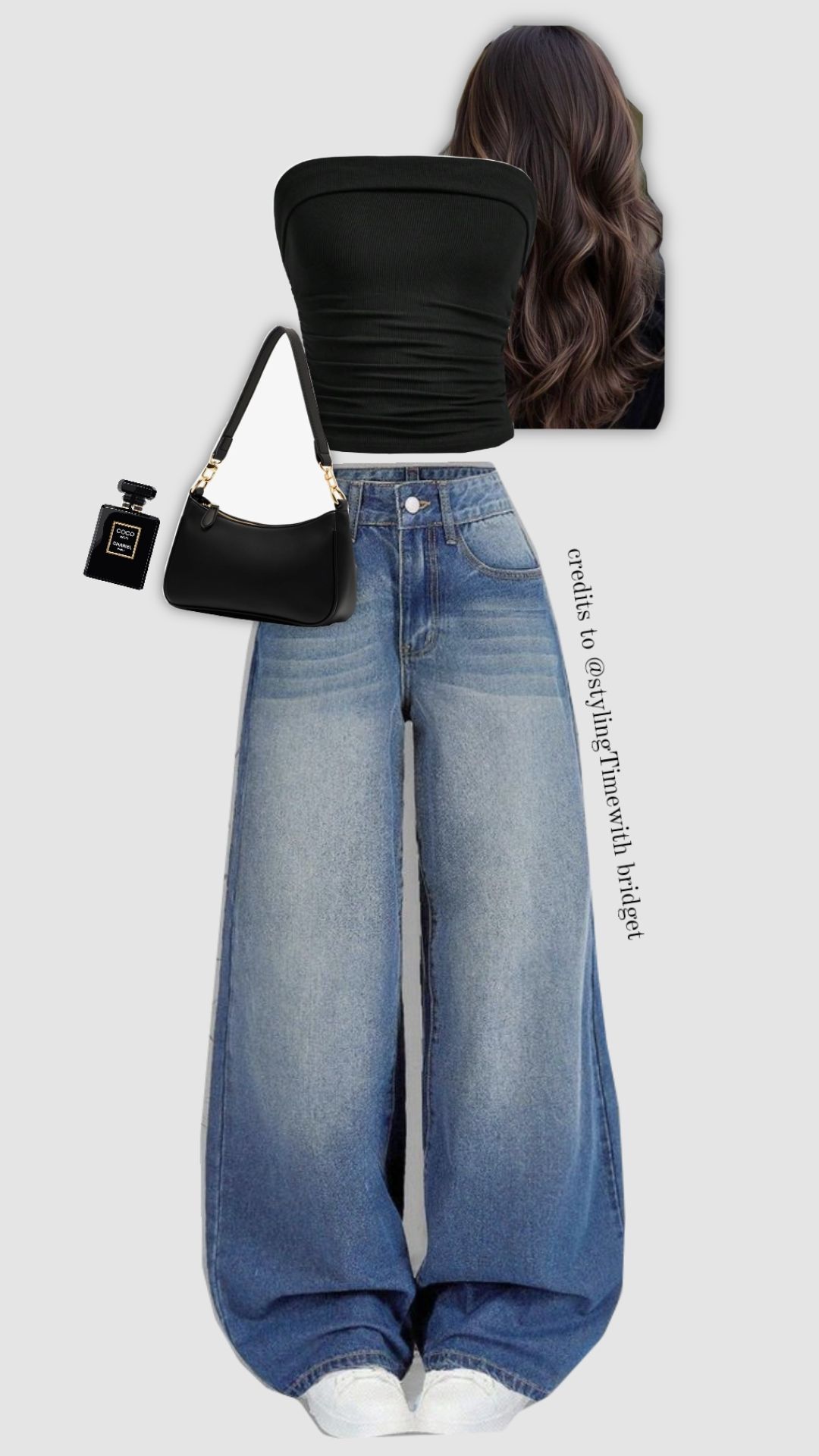 black ribbed tube top with denim jeans