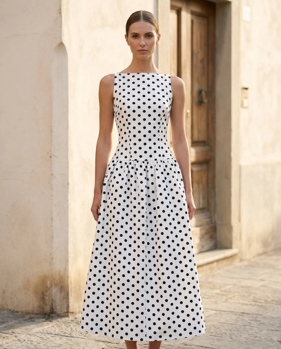 Polka dot dress for casual wedding guest
