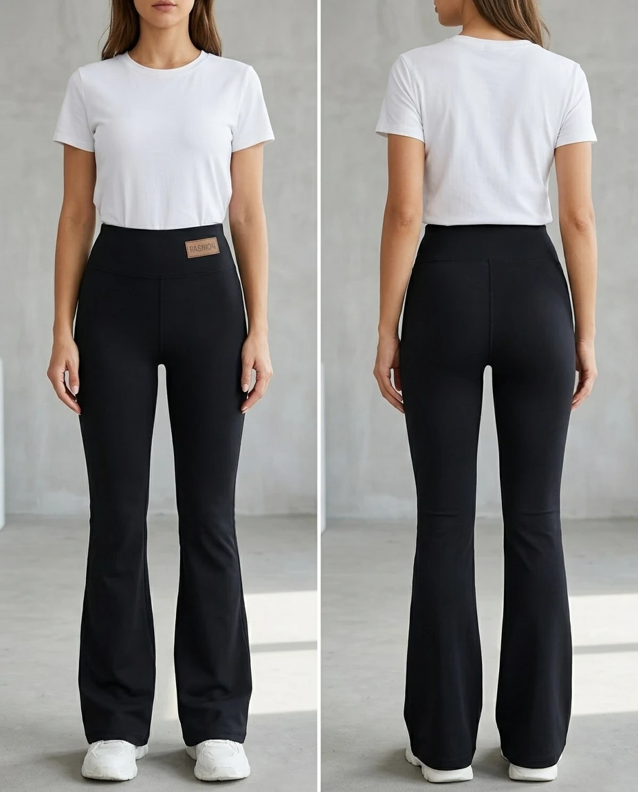 black high rise bootcut compression pants