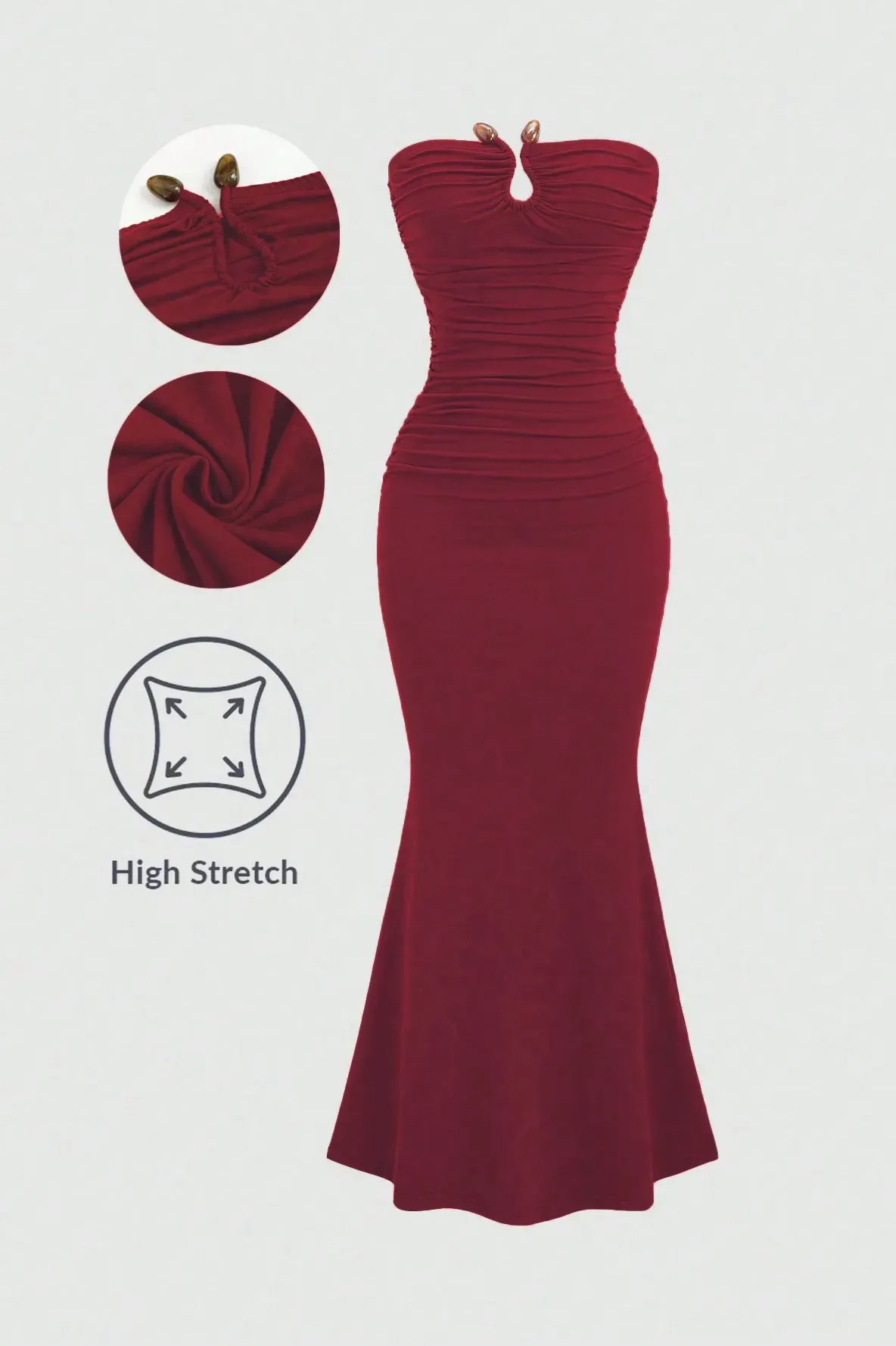 wine solid tube maxi dress