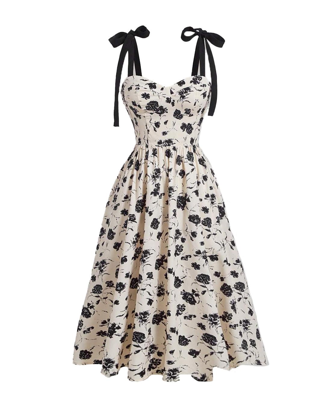 floral print tie waist cami midi dress