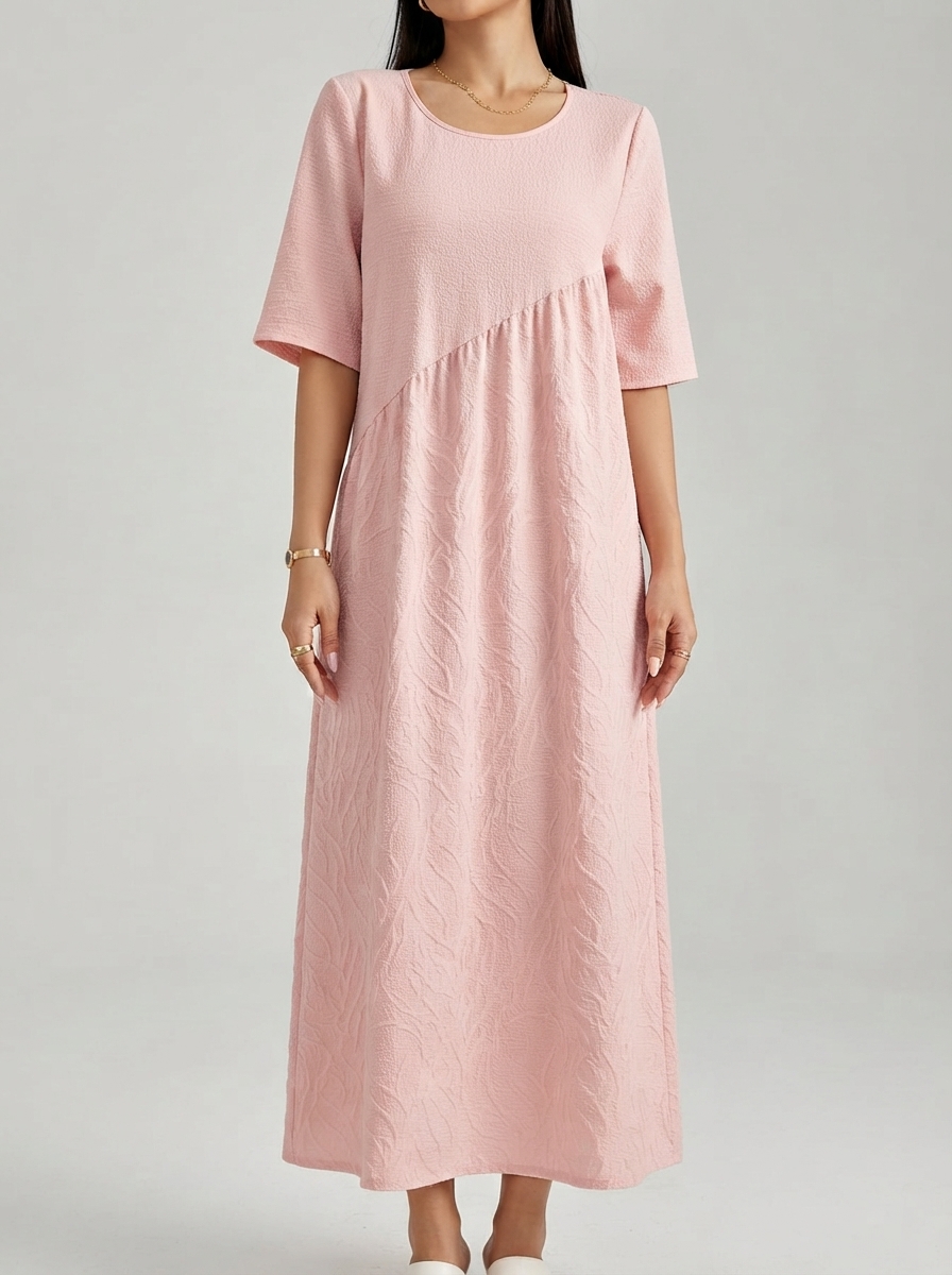 blush pink loose casual long dress