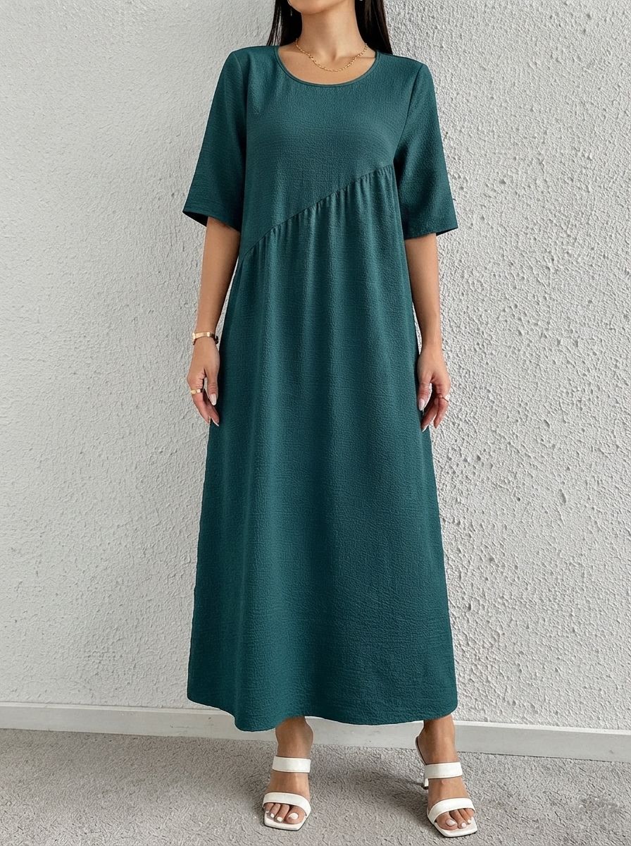 deep teal loose casual long dress