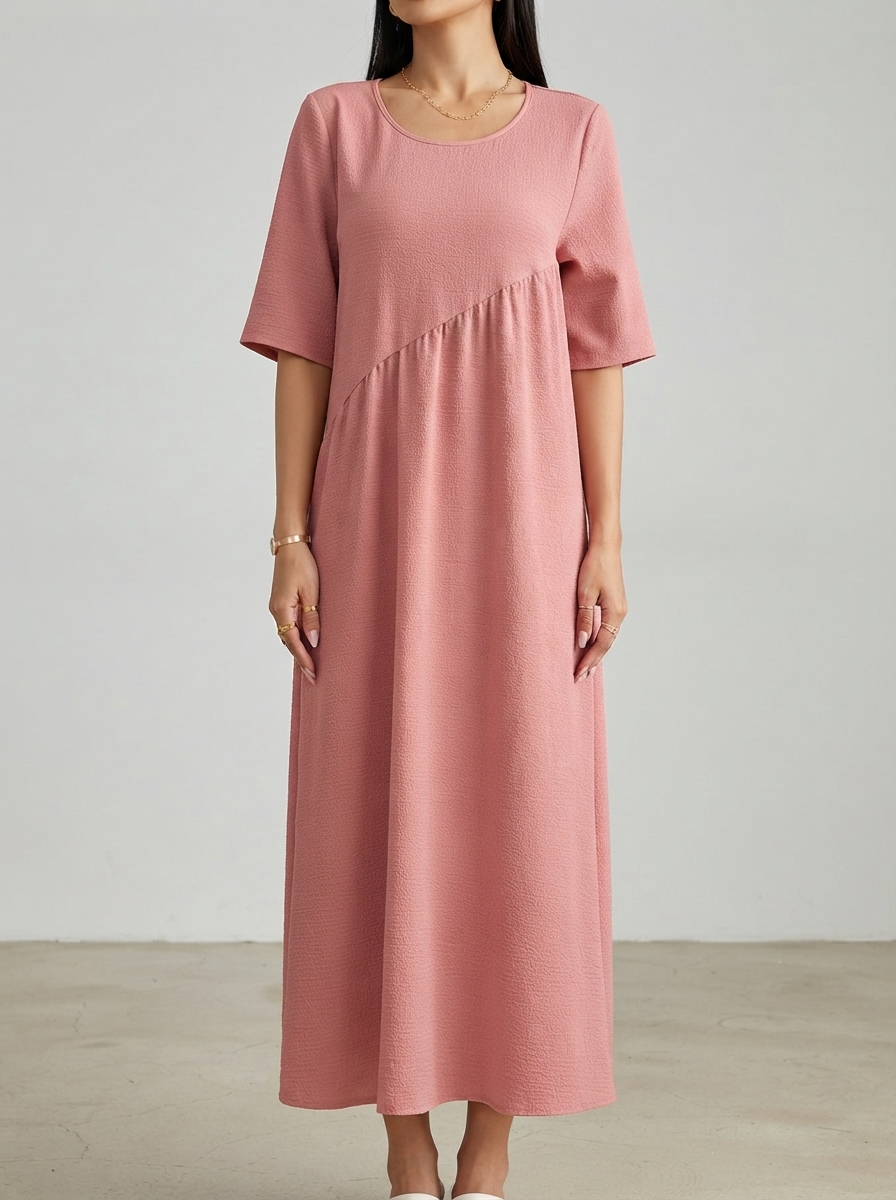 dusty rose loose casual long dress