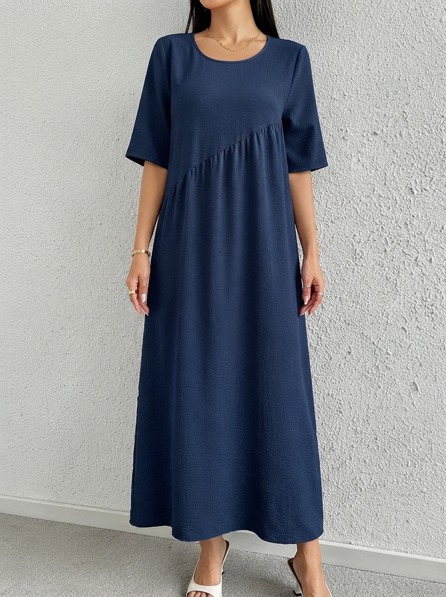 midnight blue loose casual long dress