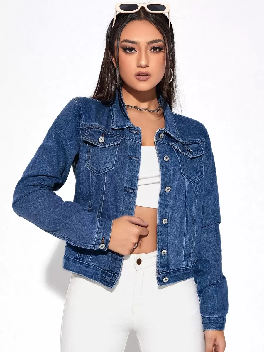 classic blue denim jacket with button front