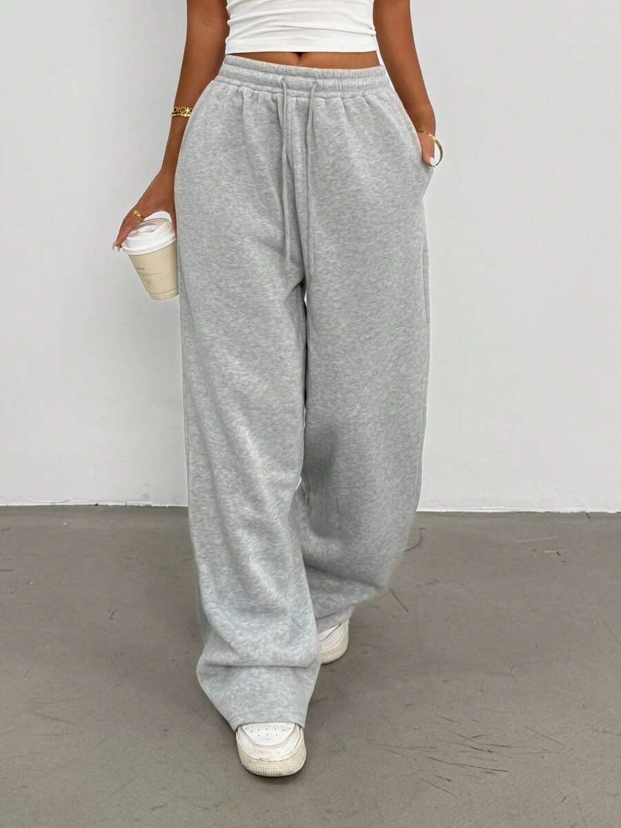 light gray loose straight leg casual sweatpants