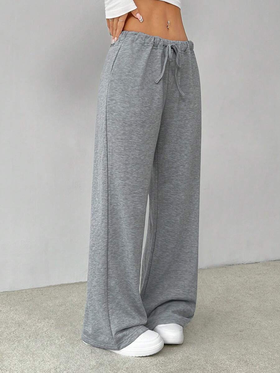 grey drawstring waist baggy sweatpants