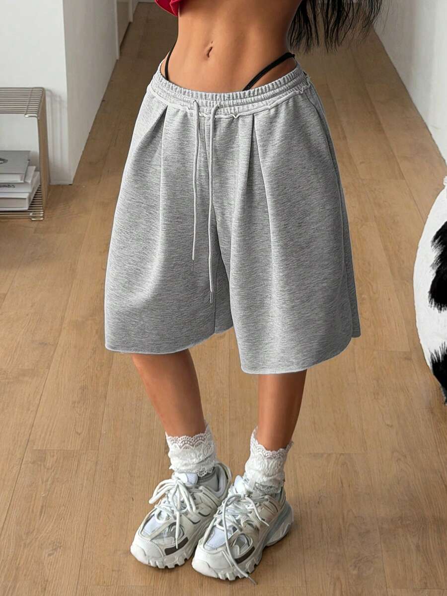 grey baggy low rise bermuda crotch shorts