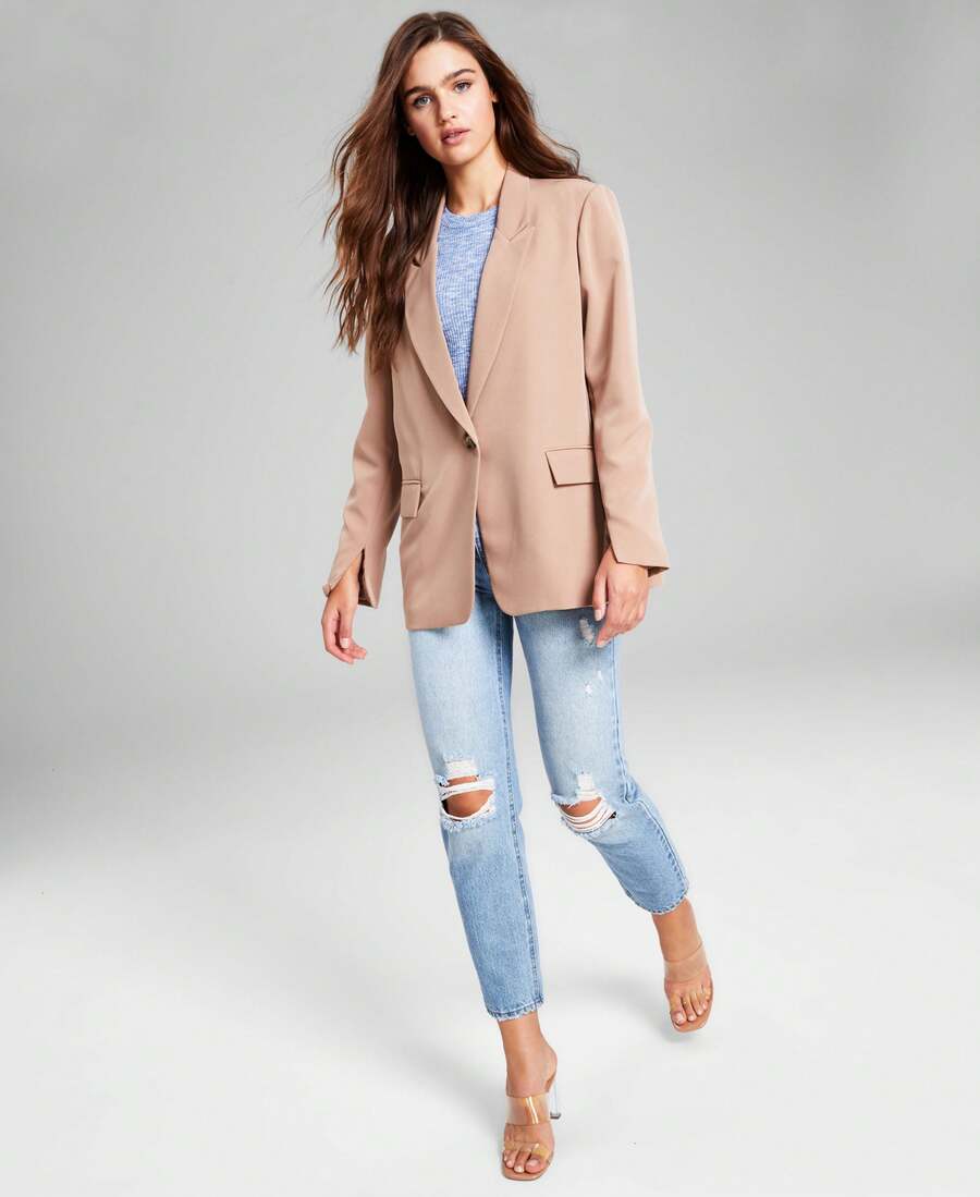 women's oversized beige tailored blazer