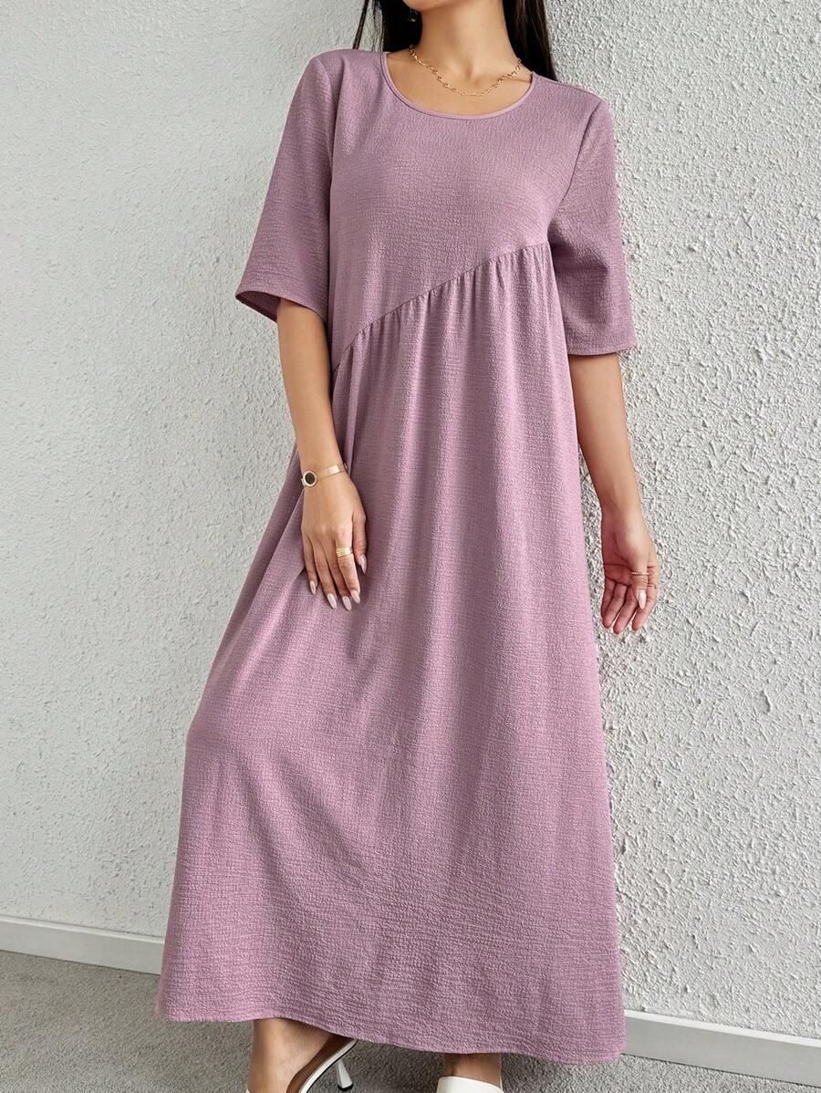 solid color loose casual long dress