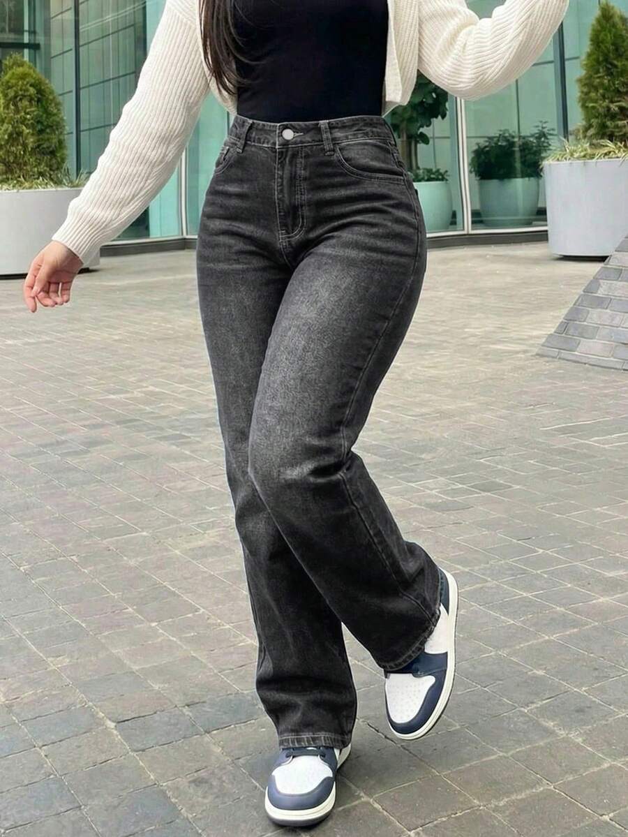 women's retro casual straight leg jeans