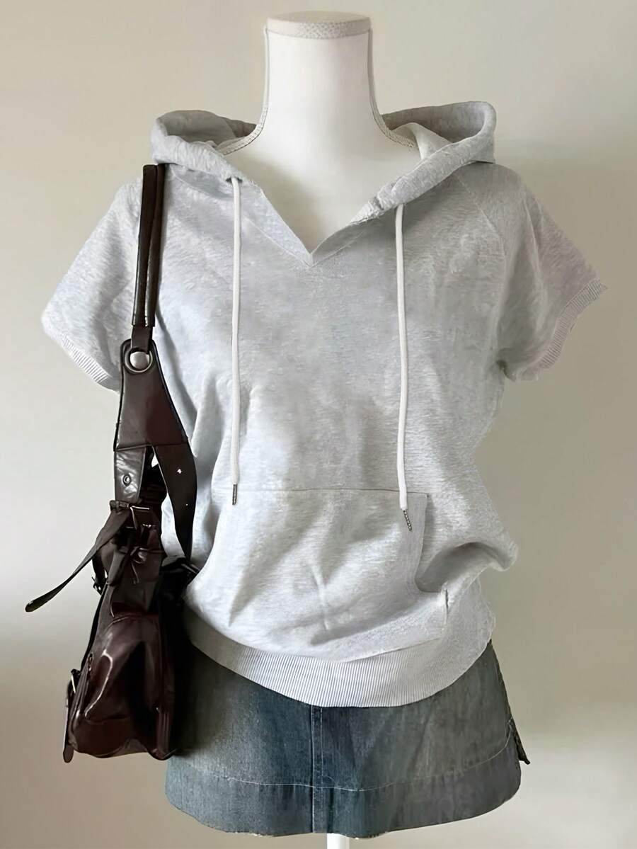 lalippa women's summer casual solid color hooded t-shirt