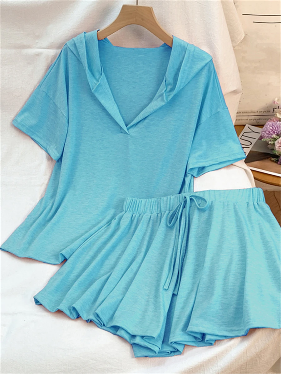 women's casual hooded two piece set