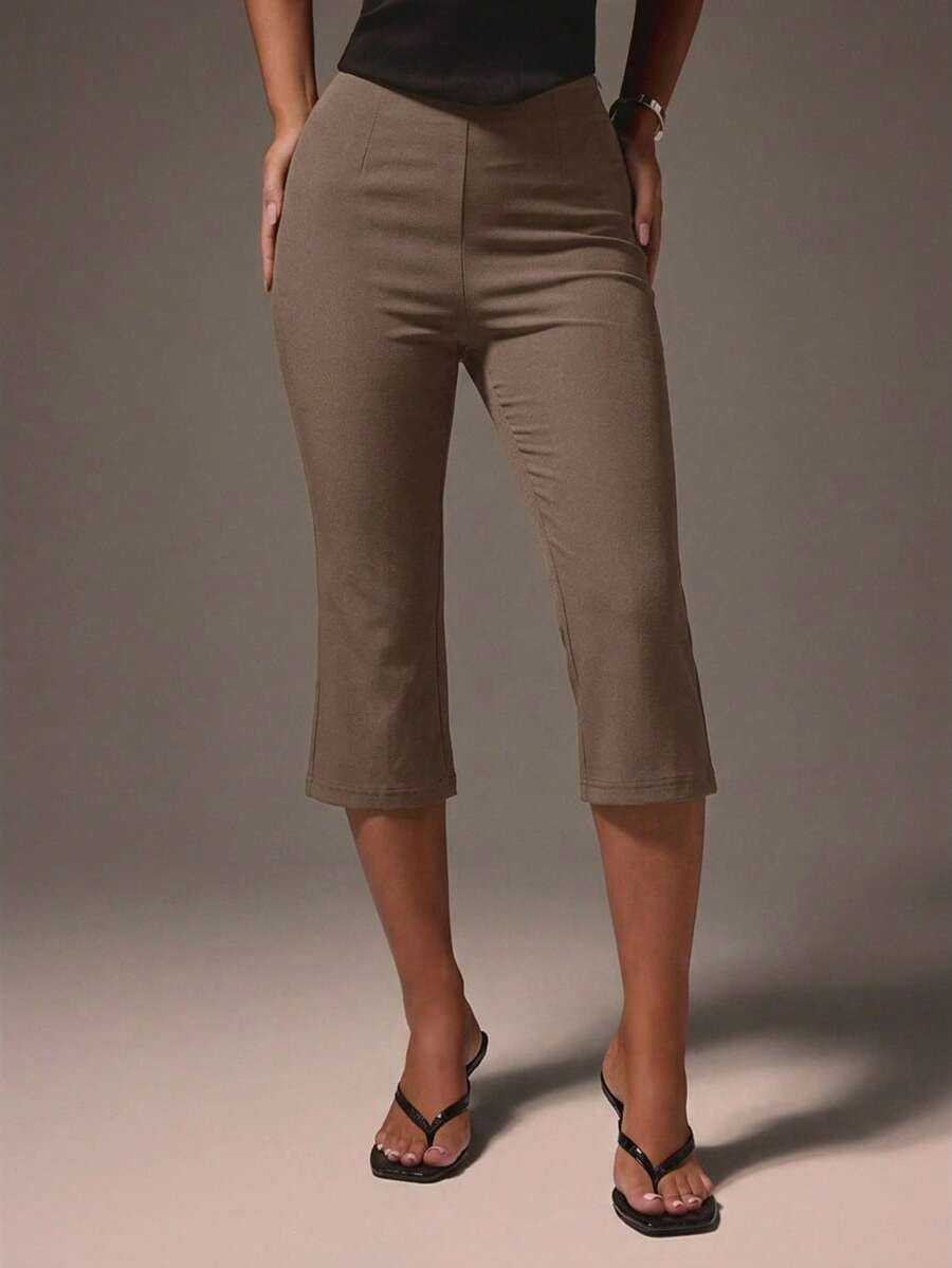 high waisted wide leg cropped capri trousers