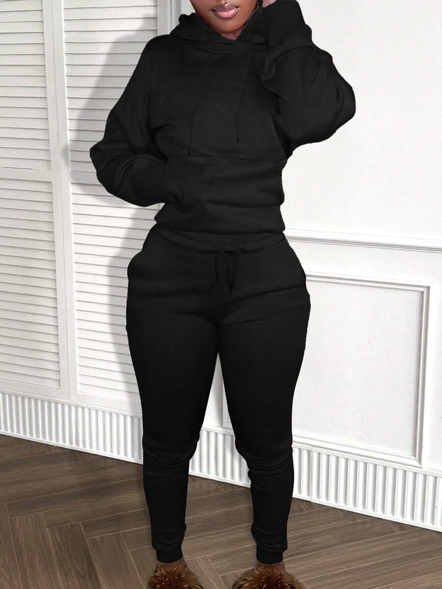 black hooded long sleeve casual everyday sweatshirt