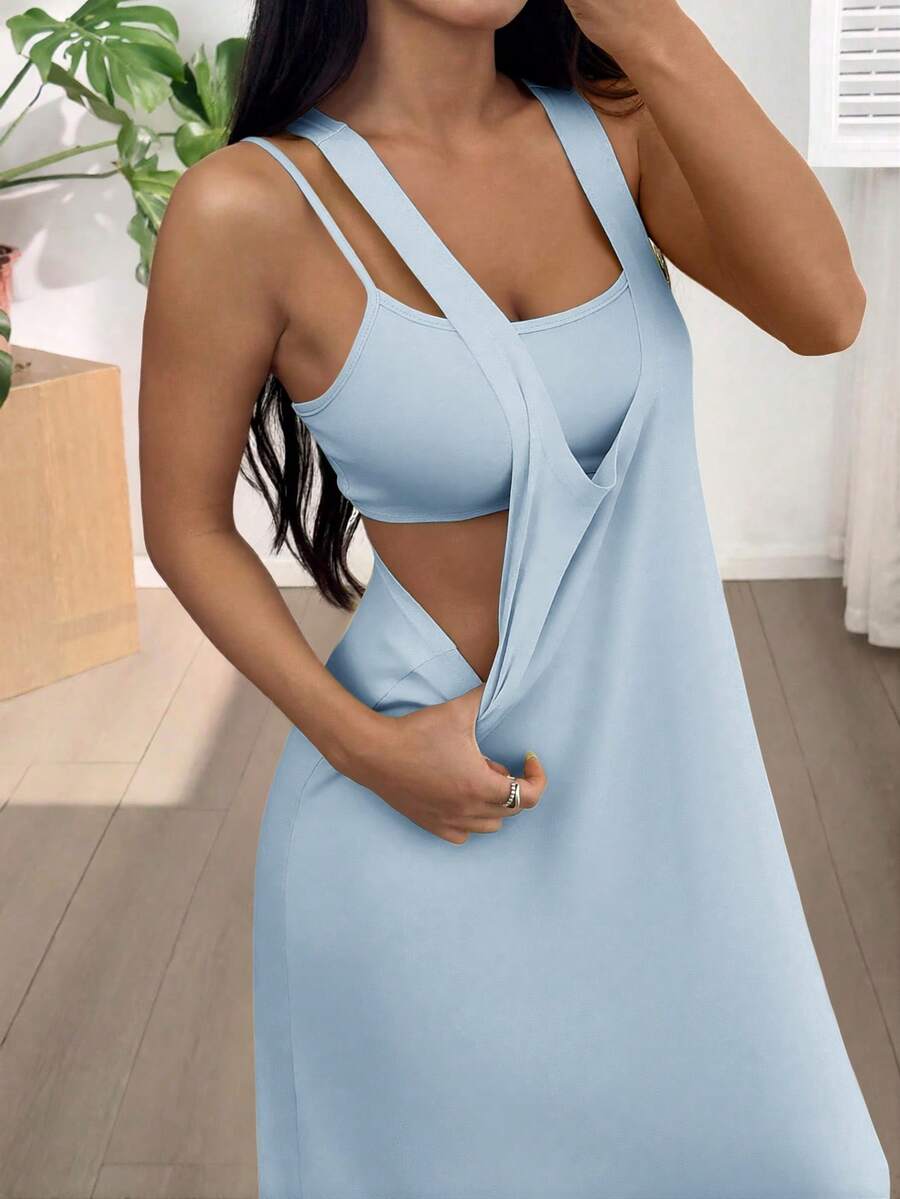 solid color minimalist casual long dress
