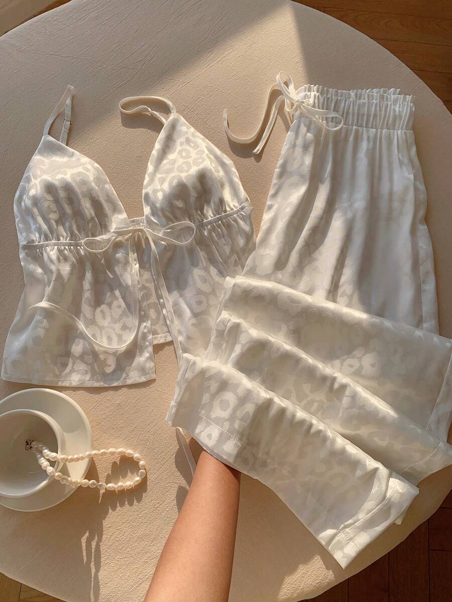 leopard print jacquard camisole and long pants set