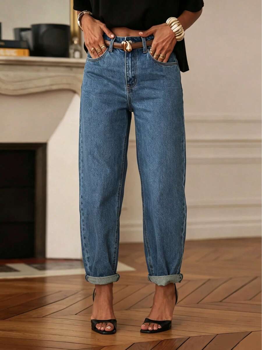 women's casual loose fit denim jeans