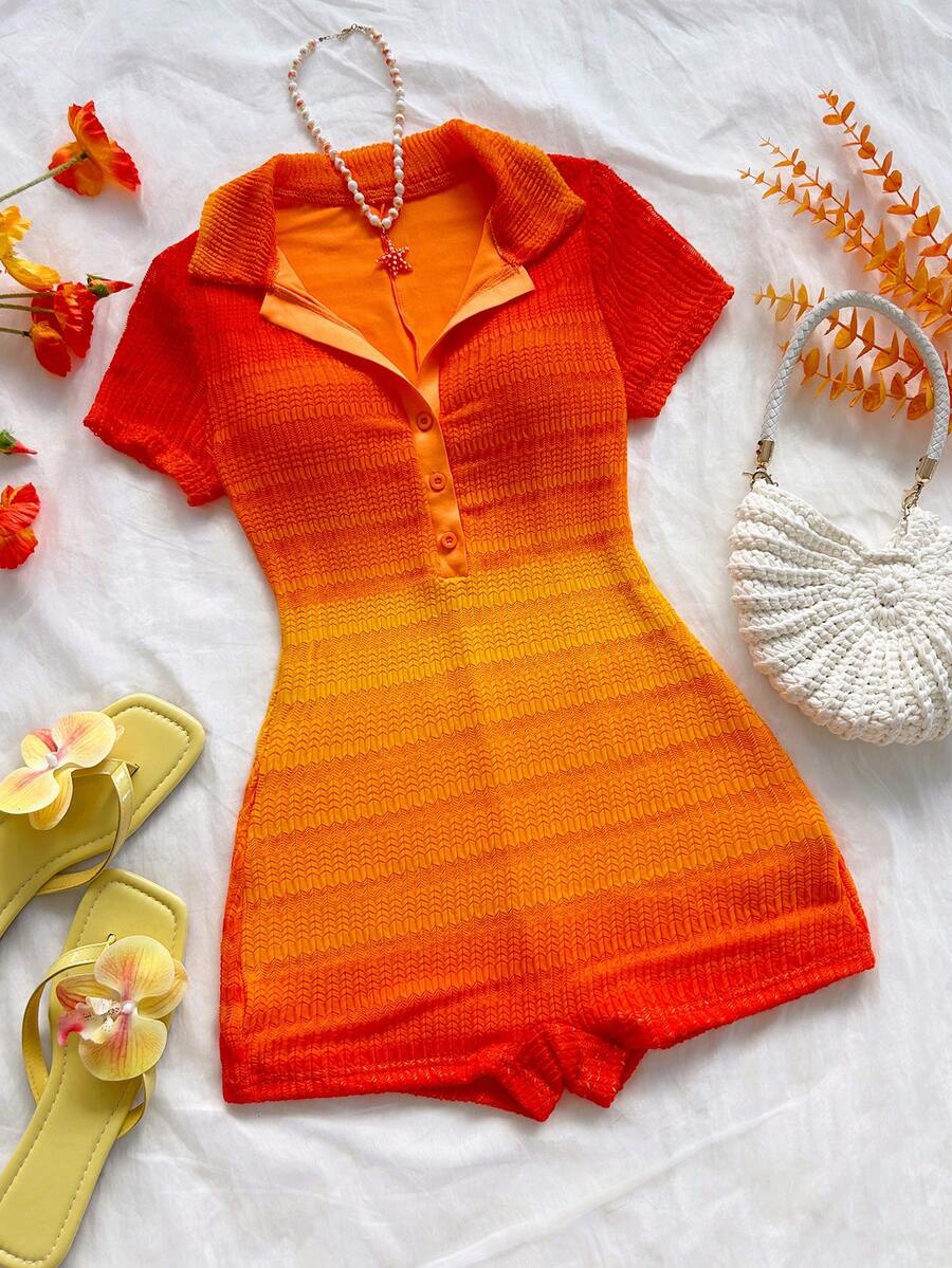 orange and yellow ombre knit playsuit