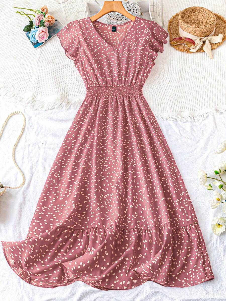 gloveve women's woven printed holiday mid-length dress