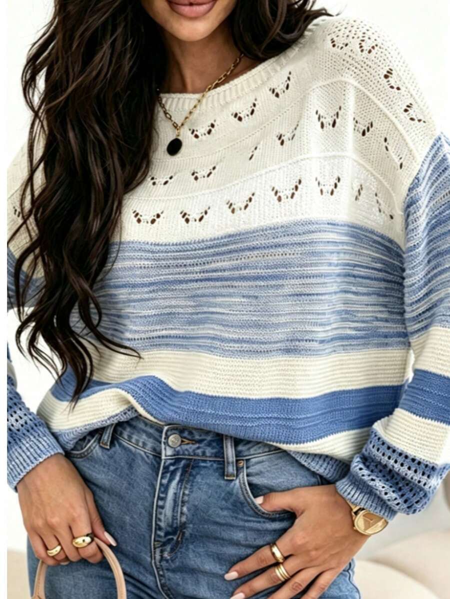 women's autumn bohemian striped knit sweater