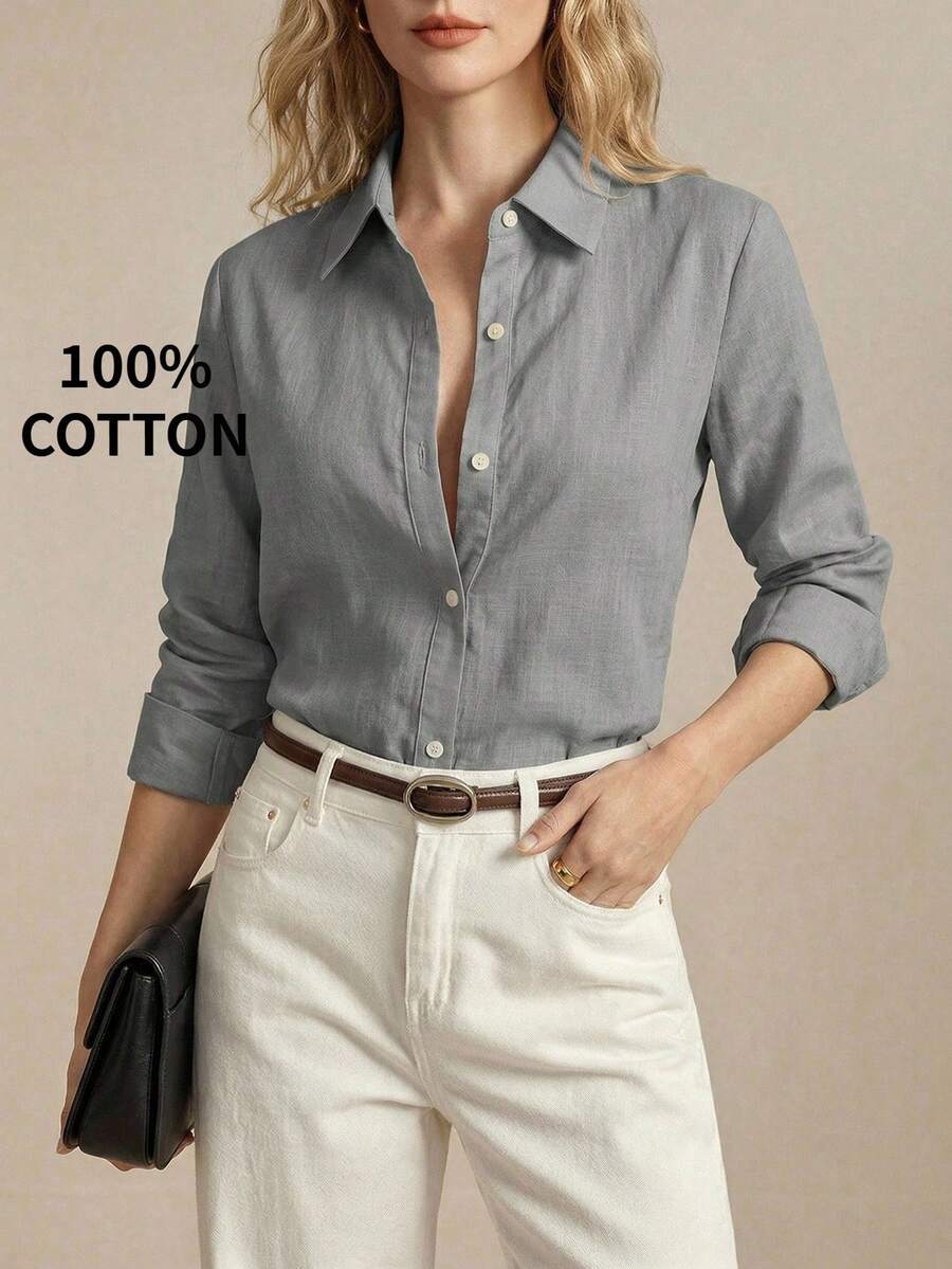 grey cotton button down shirt