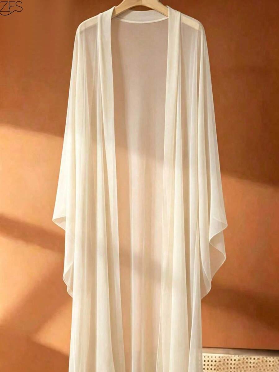 bohemian style long sleeve chiffon flowing poncho