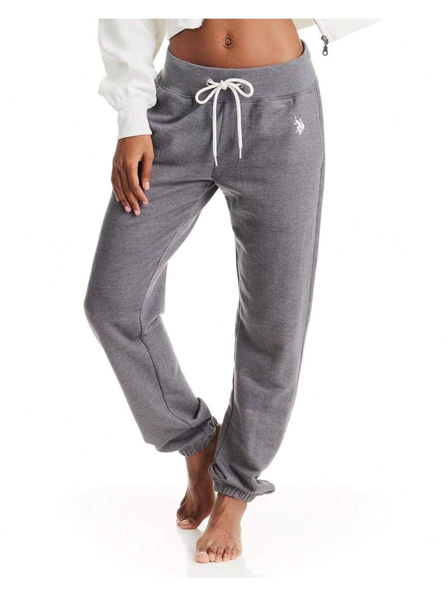 grey french terry lounge joggers with drawstring waist