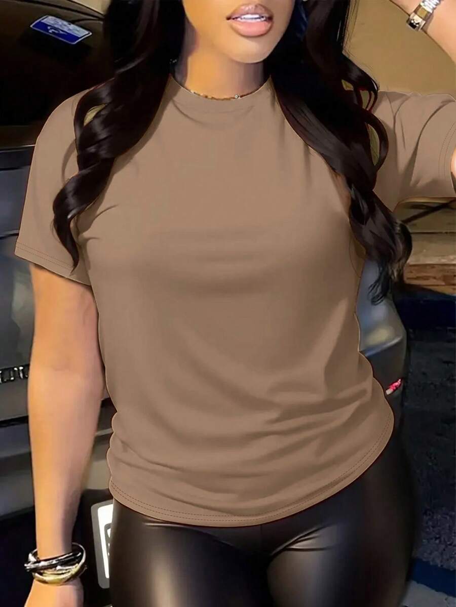 solid color crewneck short-sleeved summer t-shirt