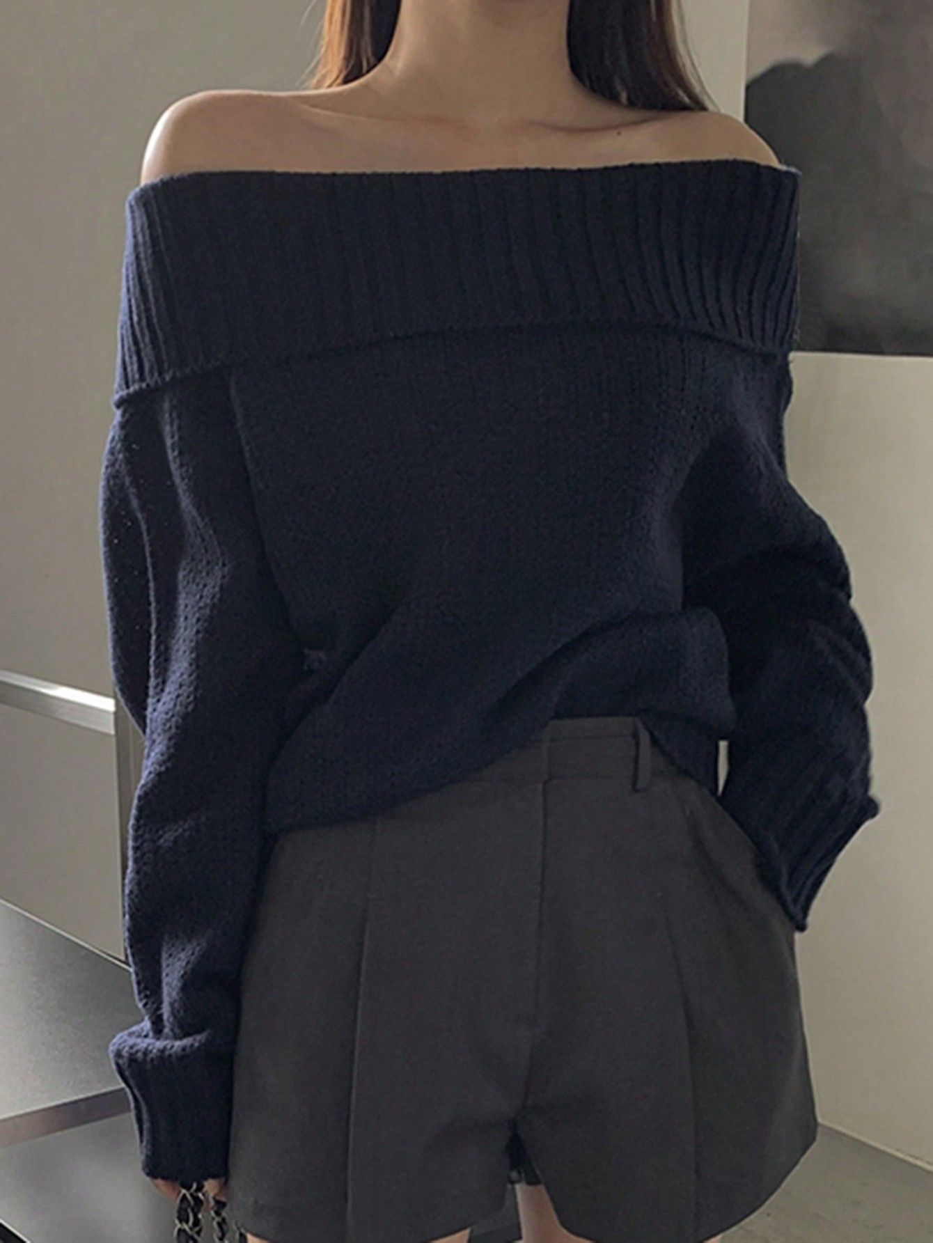 off shoulder knit sweater look 22