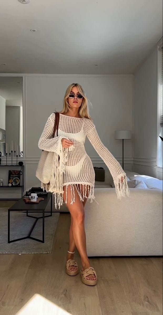 shredded knit dress SOUTH BEACH SHREDDED KNIT MINI DRESS