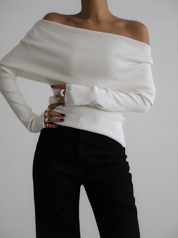 off shoulder knit sweater look 24
