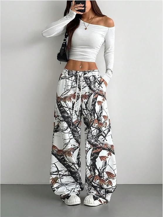 camo print cotton cargo trousers