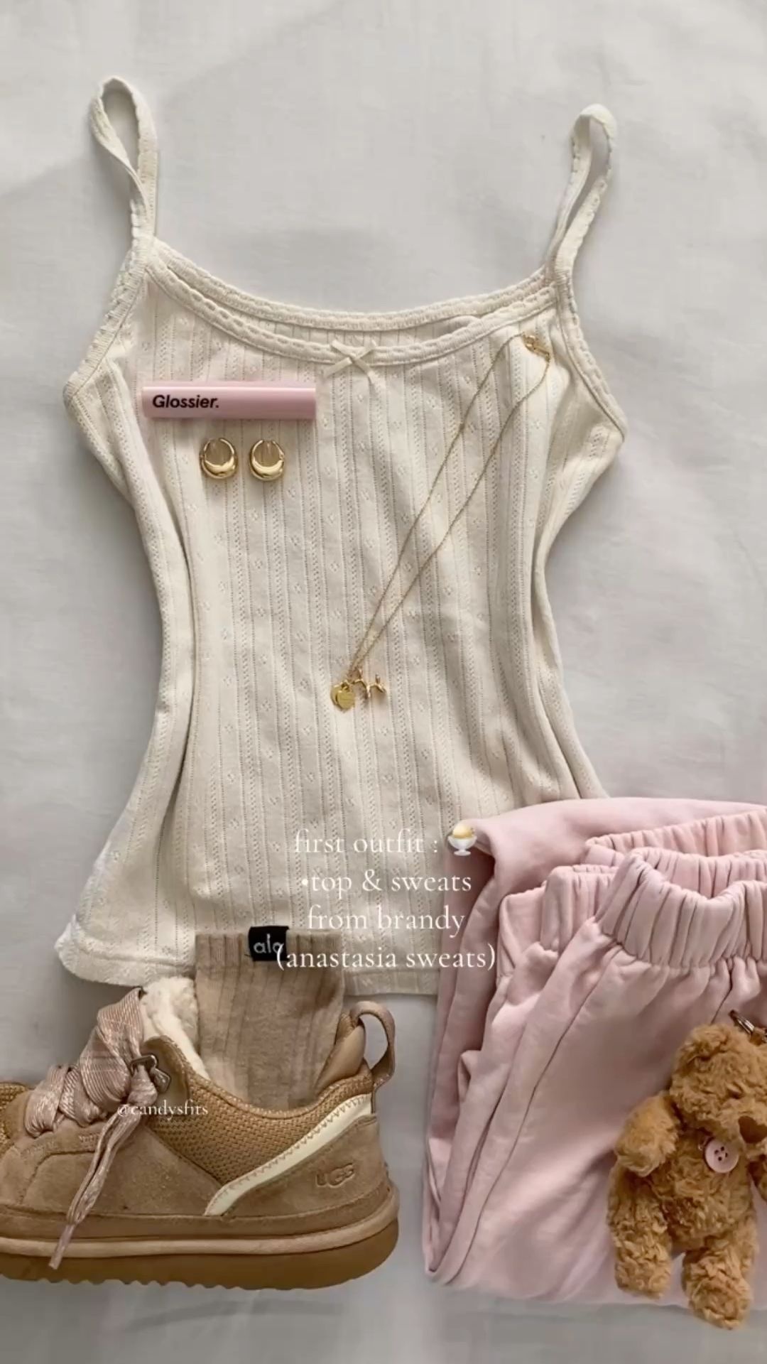 cream pointelle knit camisole with bow detail
