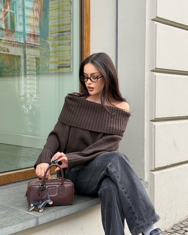 off shoulder knit sweater look 3