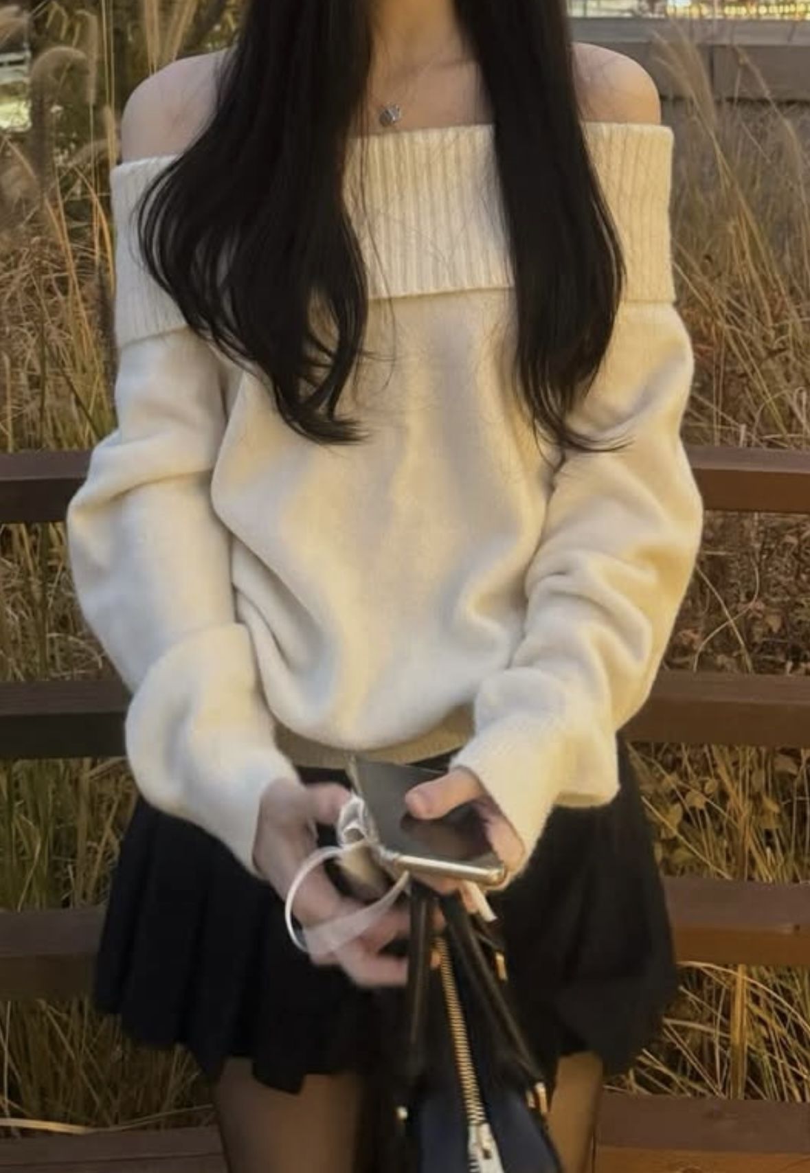 off shoulder knit sweater look 22
